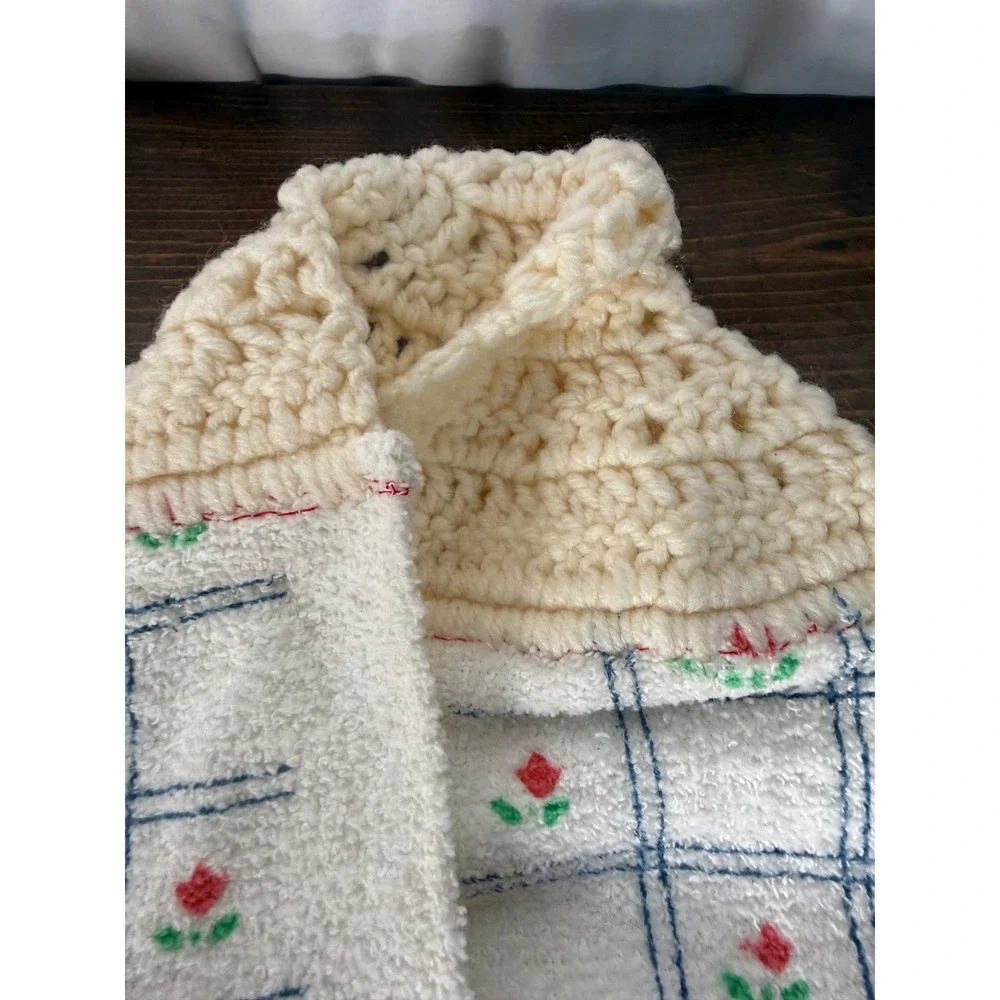 Vintage Musical Geese Hanging Kitchen Towels Set of 2 Crocheted Top Made in USA
